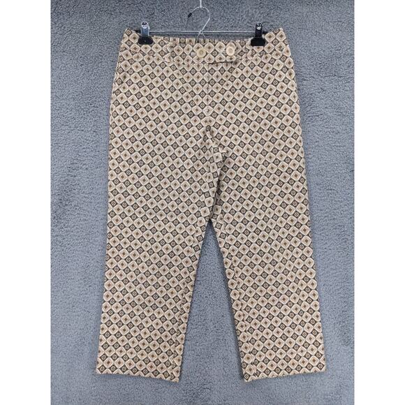 Talbots Dress Pants Women 10 Multicolor Print‎ Stretch Pockets Straight Leg O49 - Picture 1 of 12